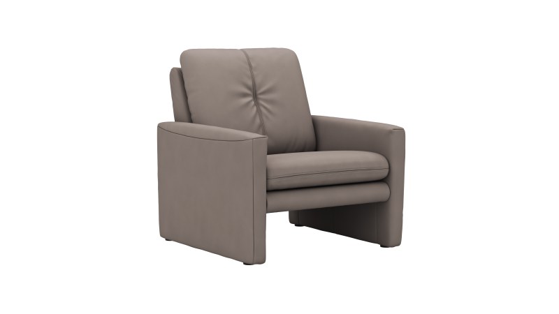 Sessel Tenero - inkl. Relaxfunktion, Leder, Graubraun