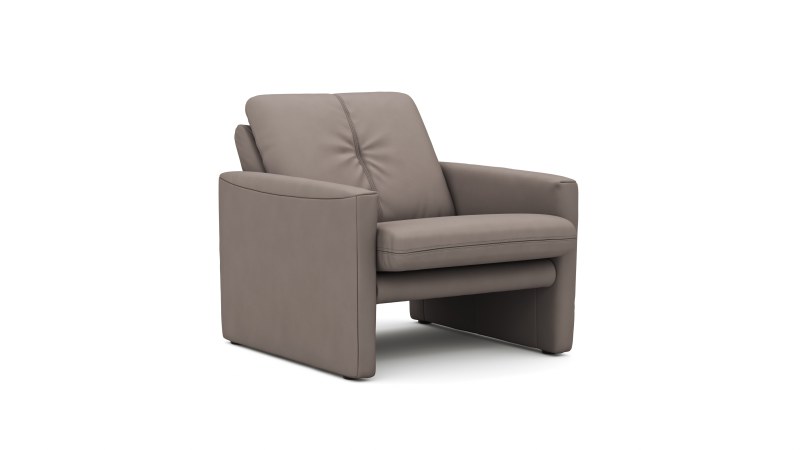 Sessel Tenero - inkl. Relaxfunktion, Leder, Graubraun