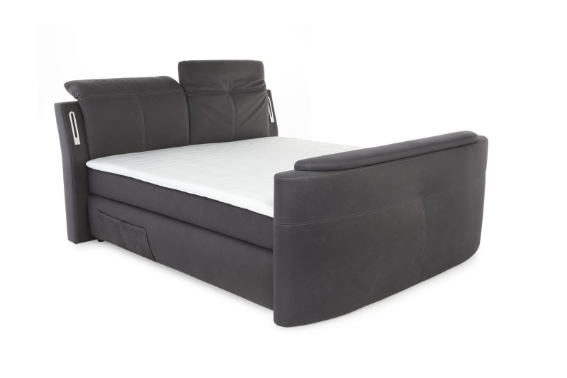 Boxspringbett- Liegefläche ca. 180x200 cm, Stoff, Dunkelgrau