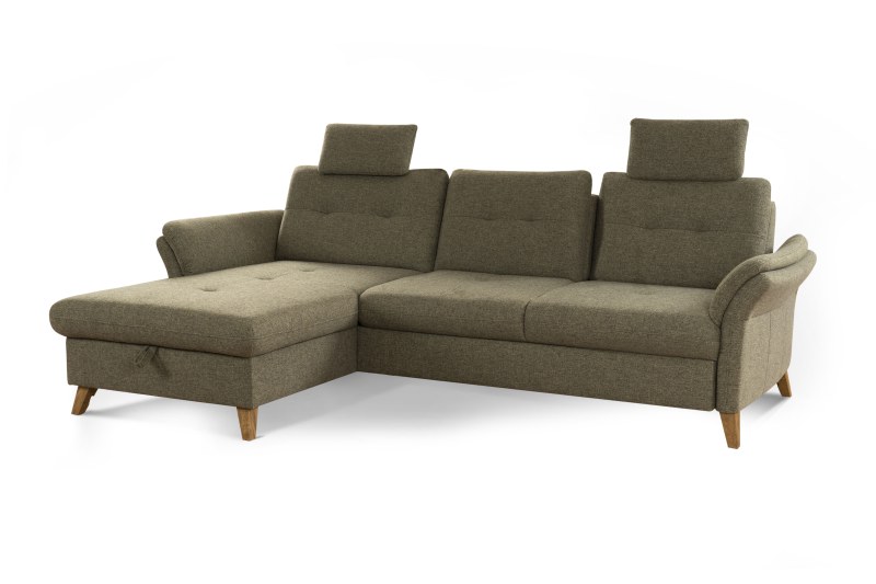 Ecksofa - Longchair links mit 2,5-Sitzer, Sitztiefe verstellbar, Stoff, Khaki