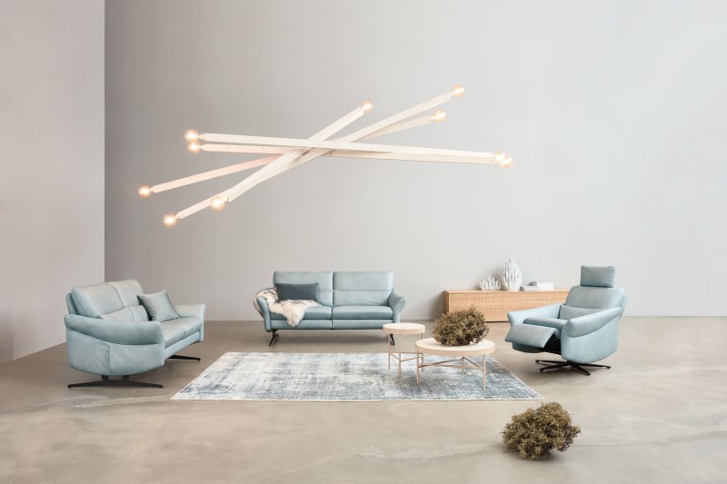 Sofa - 2,5-Sitzer, Kopfteil verstellbar, Leder, Jade