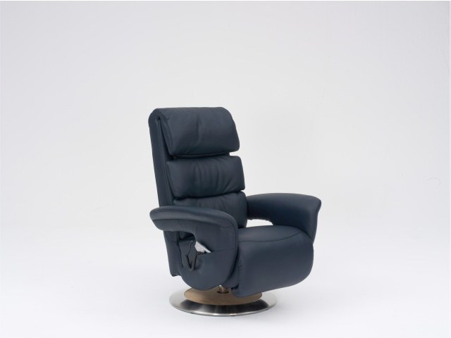 Fernsehsessel EM Hamm - Massagefunktion, Leder, Dunkelblau