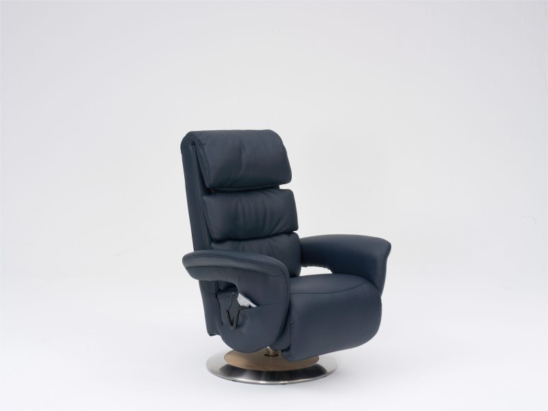 Fernsehsessel - Massagefunktion, Leder, Dunkelblau