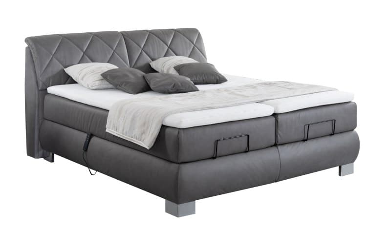 Boxspringbett EM Select - mit motorischer Verstellung, Liegefläche ca. 180x200 cm, Stoff, grau