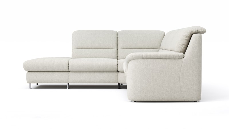 Ecksofa Cornella Classic - 2-Sitzer mit Ecke links, Stoff, Creme
