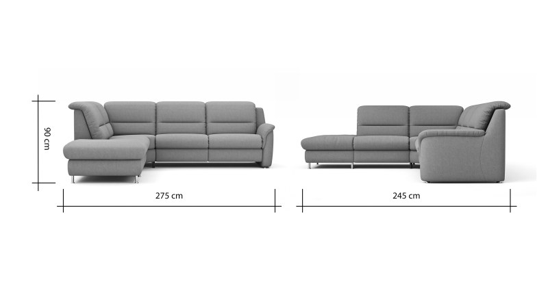 Ecksofa Cornella Classic - 2-Sitzer mit Ecke links, Stoff, Creme