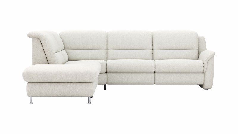 Ecksofa Cornella Classic - 2-Sitzer mit Ecke links, Stoff, Creme