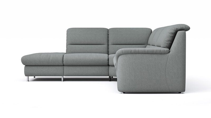 Ecksofa Cornella Classic - 2-Sitzer mit Ecke links, Stoff, Grau