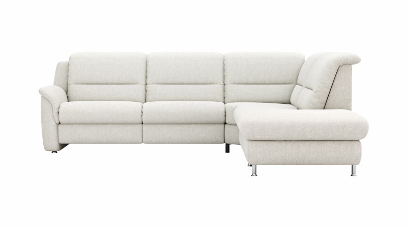 Ecksofa Cornella Classic - 2-Sitzer mit Ecke rechts, Stoff, Creme