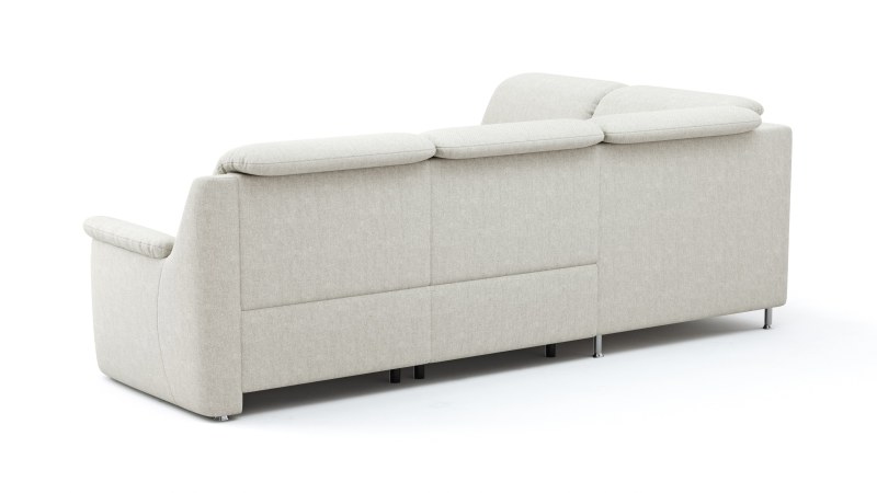 Ecksofa Cornella Classic - 2-Sitzer mit Ecke links inkl. Kopfteil verstellbar (manuell) und Relaxfunktion (motorisch), Stoff, Creme
