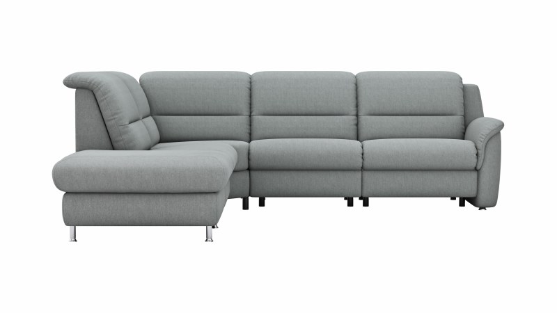 Ecksofa Cornella Classic - 2-Sitzer mit Ecke links inkl. Kopfteil verstellbar (manuell) und Relaxfunktion (motorisch), Stoff, Grau
