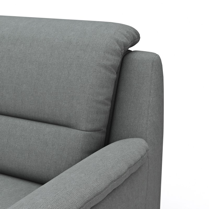 Ecksofa Cornella Classic - 2-Sitzer mit Ecke links inkl. Kopfteil verstellbar (manuell) und Relaxfunktion (motorisch), Stoff, Grau