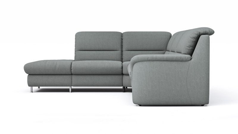 Ecksofa Cornella Classic - 2-Sitzer mit Ecke links inkl. Kopfteil verstellbar (manuell) und Relaxfunktion (motorisch), Stoff, Grau