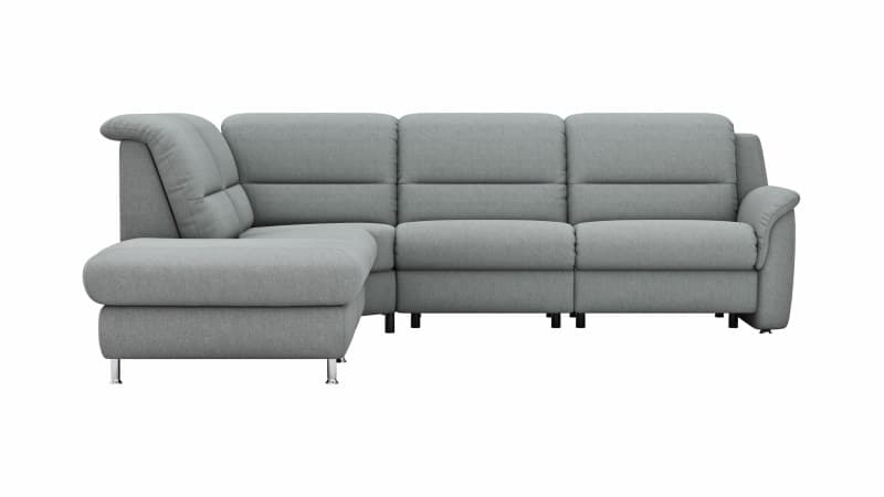 Ecksofa Cornella Classic - 2-Sitzer mit Ecke links inkl. Kopfteil verstellbar (manuell) und Relaxfunktion (motorisch), Stoff, Grau