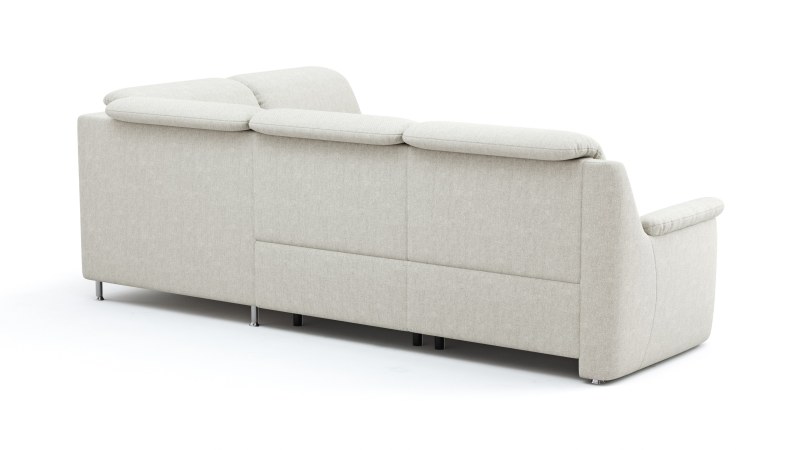 Ecksofa Cornella Classic - 2-Sitzer mit Ecke rechts inkl. Kopfteilverstellung (manuell) und Relaxfunktion (motorisch), Stoff, Creme