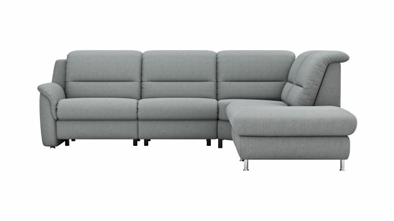 Ecksofa Cornella Classic - 2-Sitzer mit Ecke rechts inkl. Kopfteilverstellung (manuell) und Relaxfunktion (motorisch), Stoff, Creme