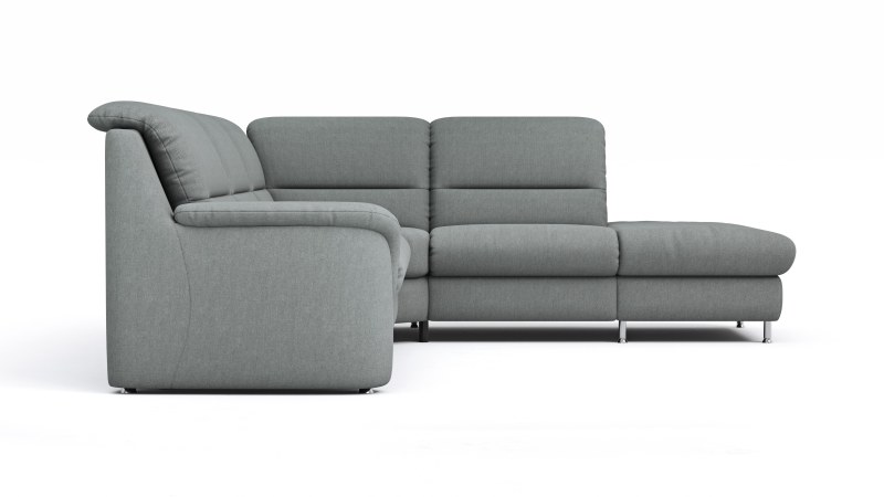 Ecksofa Cornella Classic - 2-Sitzer mit Ecke rechts inkl. Kopfteilverstellung (manuell) und Relaxfunktion (motorisch), Stoff, Creme