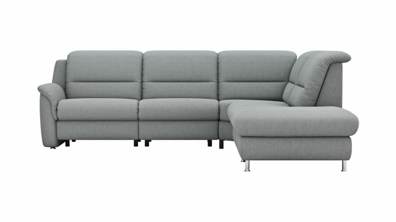 Ecksofa Cornella Classic - 2-Sitzer mit Ecke rechts inkl. Kopfteilverstellung (manuell) und Relaxfunktion (motorisch), Stoff, Creme