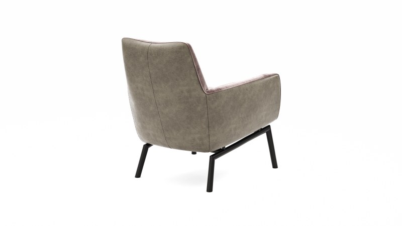 Sessel Matina - Größe M, Leder&Stoff, Dunkelbraun, Mauve