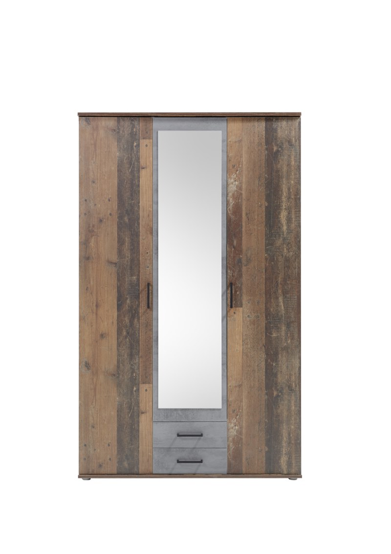 Drehtürenschrank- B ca. 120 cm, Vintage Dekor , Spiegel, Anthrazit