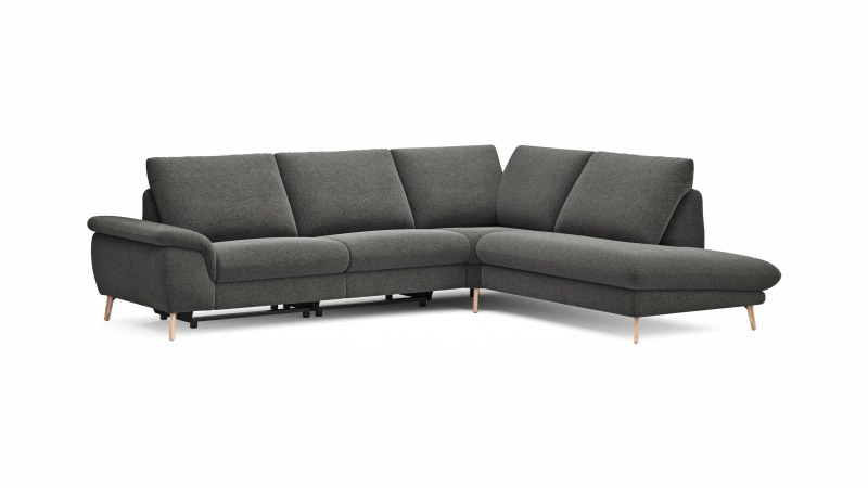 Ecksofa Gotera - 1,5-Sitzer med. + 1,5-Sitzer med. links mit Ecke und Abschlussteil rechts inkl. Rückenlehne verstellbar, Stoff, Anthrazit