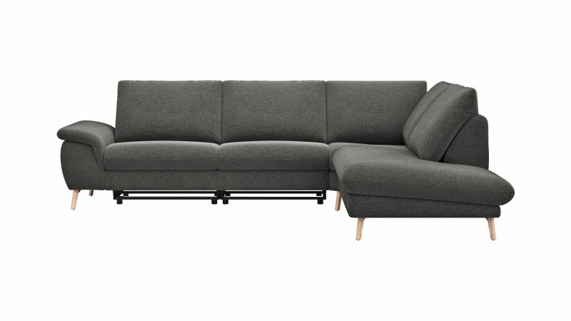 Ecksofa Gotera - 1,5-Sitzer med. + 1,5-Sitzer med. links mit Ecke und Abschlussteil rechts inkl. Rückenlehne verstellbar, Stoff, Anthrazit