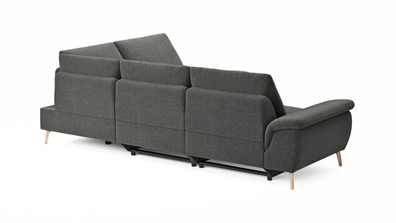 Ecksofa Gotera - 1,5-Sitzer med. + 1,5-Sitzer med. links mit Ecke und Abschlussteil rechts inkl. Rückenlehne verstellbar, Stoff, Anthrazit