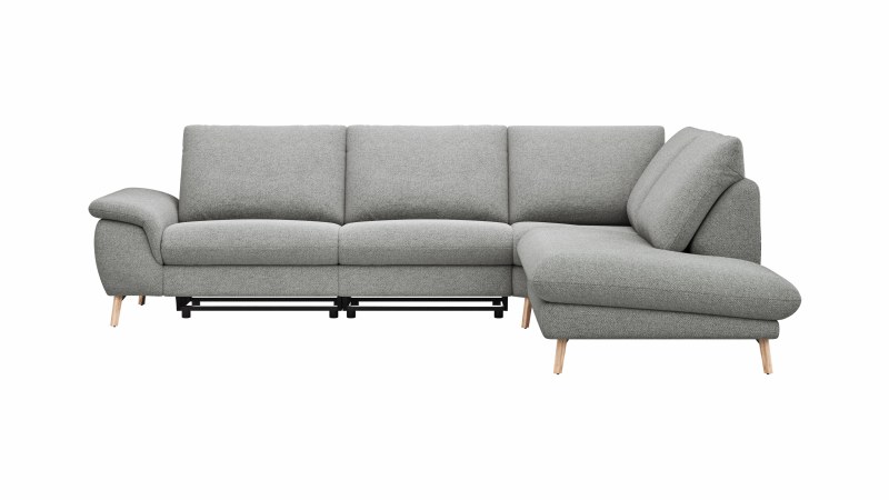 Ecksofa Gotera - 1,5-Sitzer med. + 1,5-Sitzer med. links mit Ecke und Abschlussteil rechts inkl. Rückenlehne verstellbar, Stoff, Hellgrau