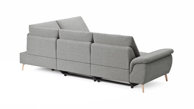 Ecksofa Gotera - 1,5-Sitzer med. + 1,5-Sitzer med. links mit Ecke und Abschlussteil rechts inkl. Rückenlehne verstellbar, Stoff, Hellgrau
