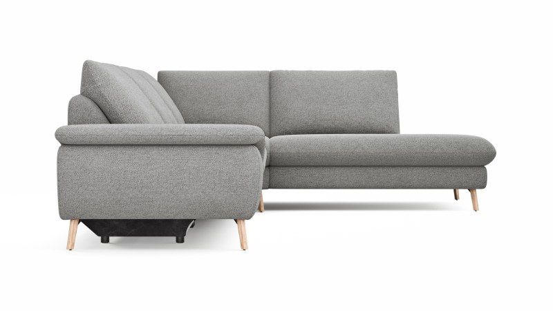 Ecksofa Gotera - 1,5-Sitzer med. + 1,5-Sitzer med. links mit Ecke und Abschlussteil rechts inkl. Rückenlehne verstellbar, Stoff, Hellgrau