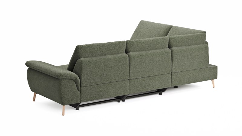 Ecksofa Gotera - Ecke und Abschlussteil links mit 1,5-Sitzer med. + 1,5-Sitzer med. rechts inkl. Rückenlehne verstellbar, Stoff, Olivgrün