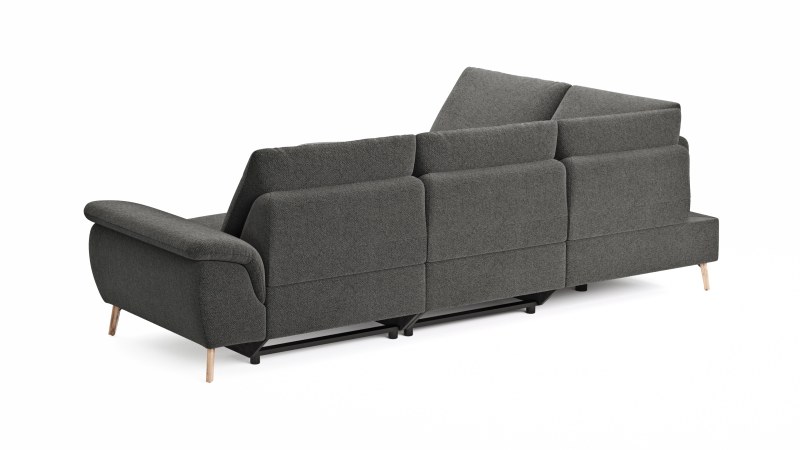 Ecksofa Gotera - Ecke und Abschlussteil links mit 1,5-Sitzer med. + 1,5-Sitzer med. rechts inkl. Rückenlehne verstellbar, Stoff, Anthrazit