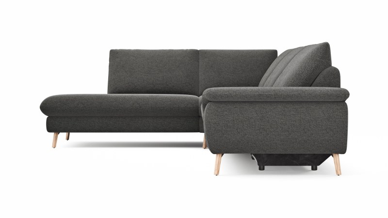 Ecksofa Gotera - Ecke und Abschlussteil links mit 1,5-Sitzer med. + 1,5-Sitzer med. rechts inkl. Rückenlehne verstellbar, Stoff, Anthrazit