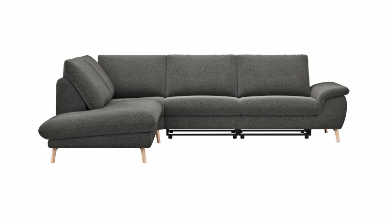 Ecksofa Gotera - Ecke und Abschlussteil links mit 1,5-Sitzer med. + 1,5-Sitzer med. rechts inkl. Rückenlehne verstellbar, Stoff, Anthrazit