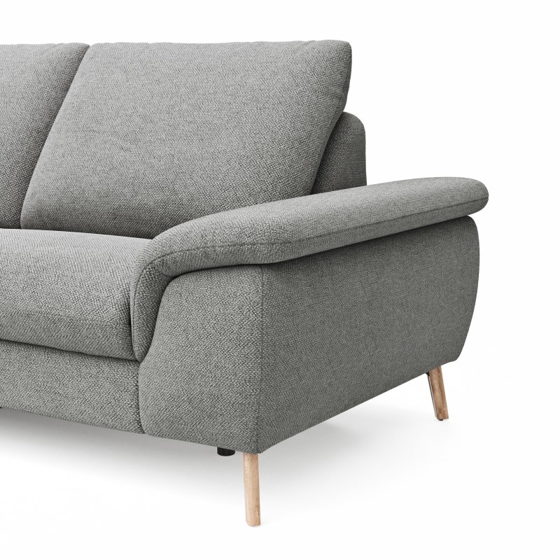 Ecksofa Gotera - Ecke und Abschlussteil links mit 1,5-Sitzer med. + 1,5-Sitzer med. rechts inkl. Rückenlehne verstellbar, Stoff, Hellgrau