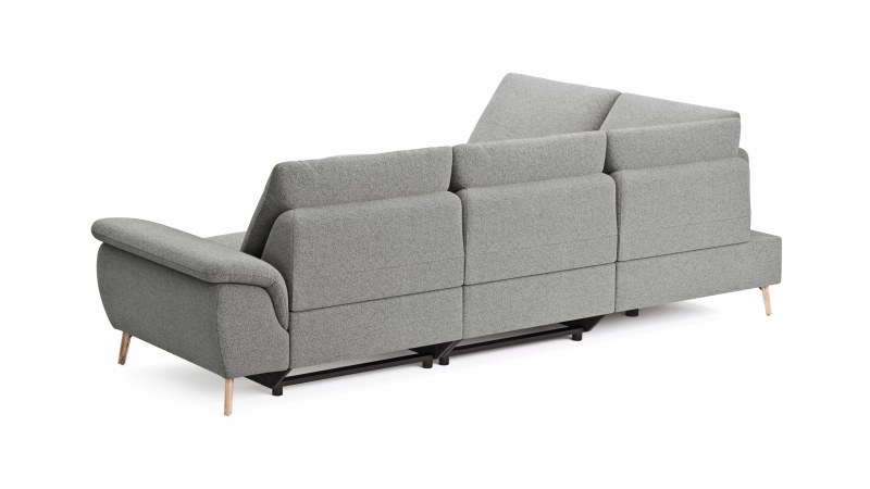 Ecksofa Gotera - Ecke und Abschlussteil links mit 1,5-Sitzer med. + 1,5-Sitzer med. rechts inkl. Rückenlehne verstellbar, Stoff, Hellgrau