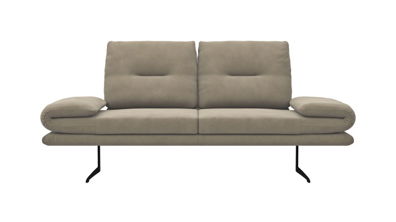 Sofa Lucero - 2,5-Sitzer inkl. Drehsitze und Armlehne/Rückenlehne und Sitztiefe verstellbar, Leder, Taupe