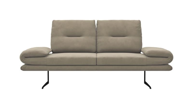 Sofa Lucero - 2,5-Sitzer inkl. Drehsitze und Armlehne/Rückenlehne und Sitztiefe verstellbar, Leder, Taupe