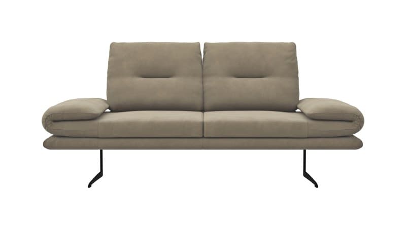 Sofa Lucero - 2,5-Sitzer inkl. Rückenlehne und Sitztiefe verstellbar, Leder, Taupe