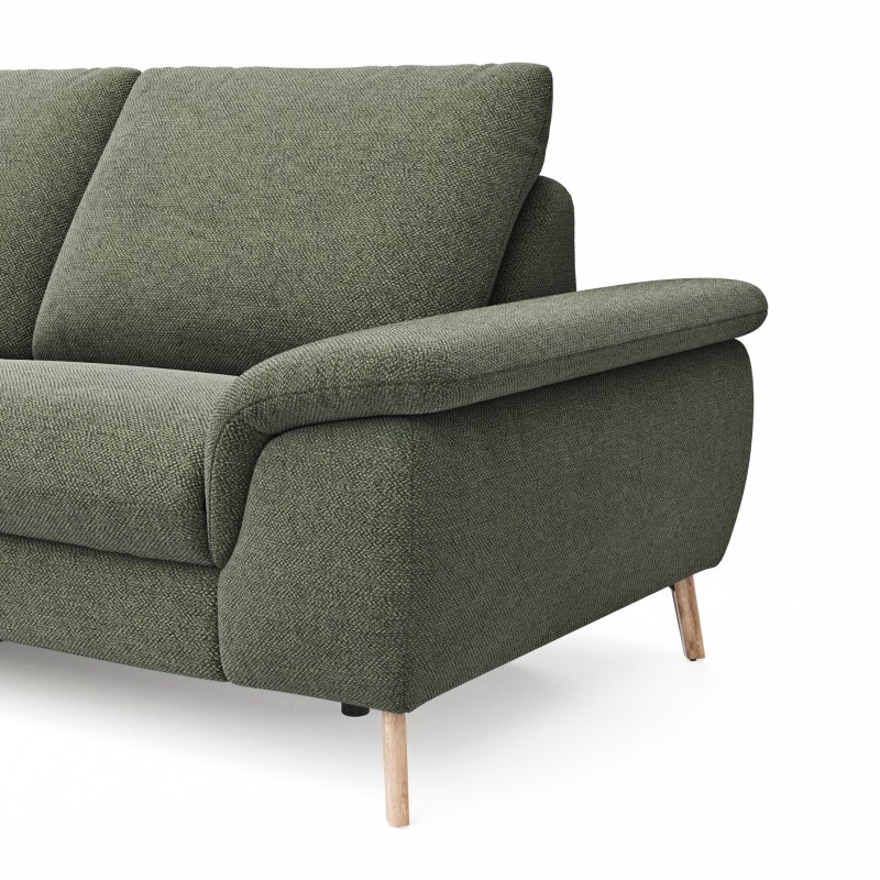 Ecksofa Gotera - Ecke mit Abschlussteil links und 1,5-Sitzer med. + 1,5-Sitzer med. rechts inkl. 1x Relaxfunktion (teilmotorisch) und Rückenlehne verstellbar, Stoff, Olivgrün