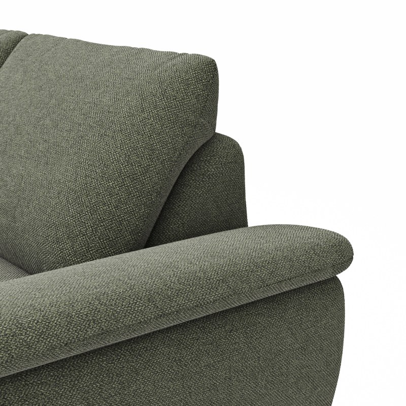 Ecksofa Gotera - Ecke mit Abschlussteil links und 1,5-Sitzer med. + 1,5-Sitzer med. rechts inkl. 1x Relaxfunktion (teilmotorisch) und Rückenlehne verstellbar, Stoff, Olivgrün