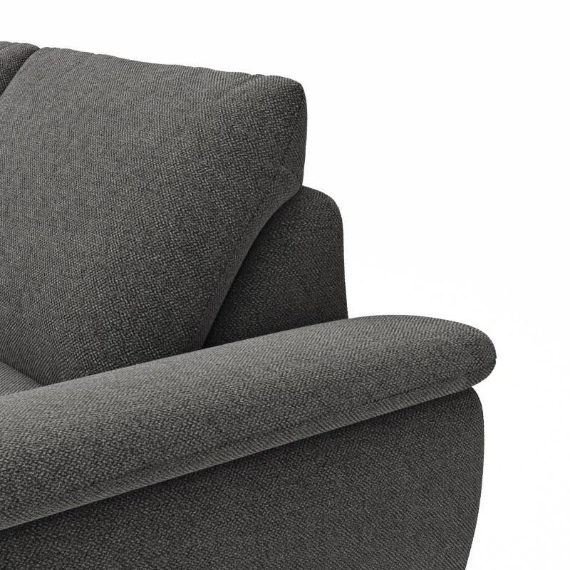 Ecksofa Gotera - Ecke mit Abschlussteil links und 1,5-Sitzer med. + 1,5-Sitzer med. rechts inkl. 1x Relaxfunktion (teilmotorisch) und Rückenlehne verstellbar, Stoff, Anthrazit