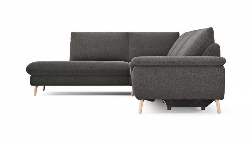 Ecksofa Gotera - Ecke mit Abschlussteil links und 1,5-Sitzer med. + 1,5-Sitzer med. rechts inkl. 1x Relaxfunktion (teilmotorisch) und Rückenlehne verstellbar, Stoff, Anthrazit