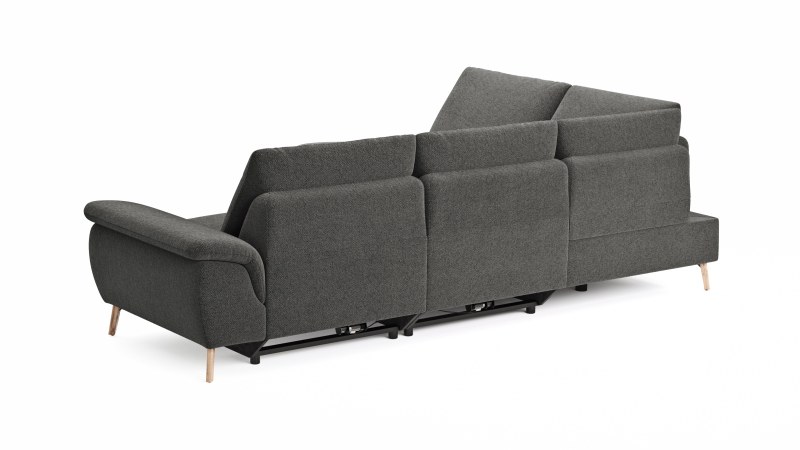 Ecksofa Gotera - Ecke mit Abschlussteil links und 1,5-Sitzer med. + 1,5-Sitzer med. rechts inkl. 1x Relaxfunktion (teilmotorisch) und Rückenlehne verstellbar, Stoff, Anthrazit