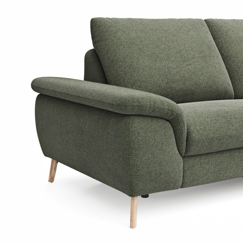 Ecksofa Gotera - 1,5-Sitzer med. + 1,5-Sitzer med. links mit Ecke mit Abschlussteil rechts inkl. Relaxfunktion (teilmotorisch) und Rückenlehne verstellbar, Stoff, Olivgrün