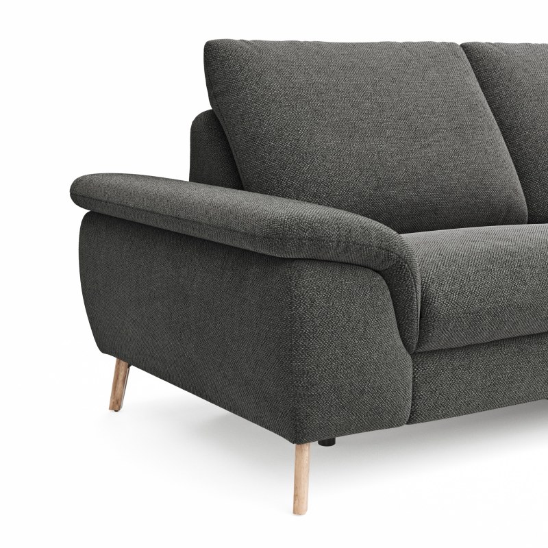 Ecksofa Gotera - 1,5-Sitzer med. + 1,5-Sitzer med. links mit Ecke mit Abschlussteil rechts inkl. Relaxfunktion (teilmotorisch) und Rückenlehne verstellbar, Stoff, Anthrazit