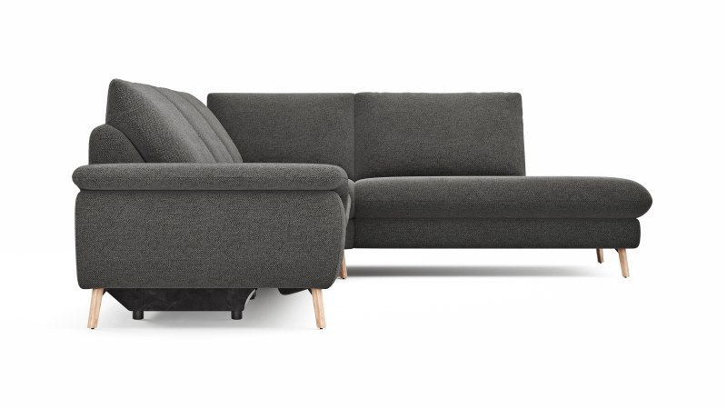 Ecksofa Gotera - 1,5-Sitzer med. + 1,5-Sitzer med. links mit Ecke mit Abschlussteil rechts inkl. Relaxfunktion (teilmotorisch) und Rückenlehne verstellbar, Stoff, Anthrazit