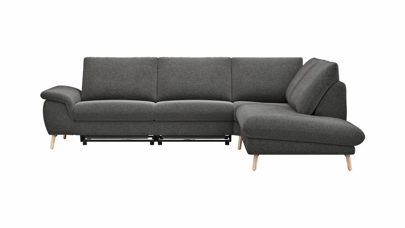 Ecksofa Gotera - 1,5-Sitzer med. + 1,5-Sitzer med. links mit Ecke mit Abschlussteil rechts inkl. Relaxfunktion (teilmotorisch) und Rückenlehne verstellbar, Stoff, Anthrazit