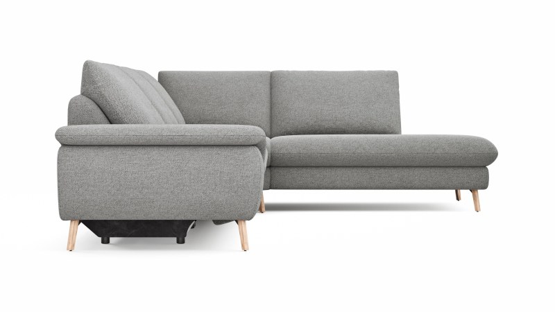Ecksofa Gotera - 1,5-Sitzer med. + 1,5-Sitzer med. links mit Ecke mit Abschlussteil rechts inkl. Relaxfunktion (teilmotorisch) und Rückenlehne verstellbar, Stoff, Hellgrau