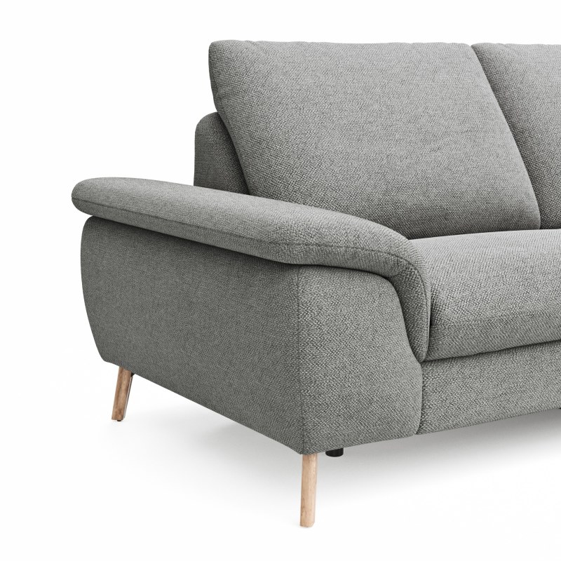 Ecksofa Gotera - 1,5-Sitzer med. + 1,5-Sitzer med. links mit Ecke mit Abschlussteil rechts inkl. Relaxfunktion (teilmotorisch) und Rückenlehne verstellbar, Stoff, Hellgrau